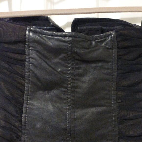 BEBE black ruched mesh and faux leather strapless tube dress - Picture 8 of 14